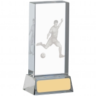 Football Glass Block With Player Trophy Award