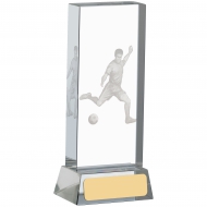 Football Glass Block With Player Trophy Award