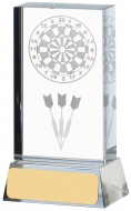 Darts Lasered Glass Block Trophy Award